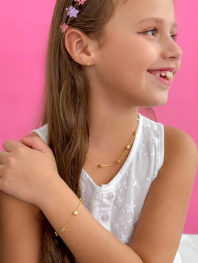 Conjunto Infantil Colar, Brinco e Pulseira Estrelas Lisas